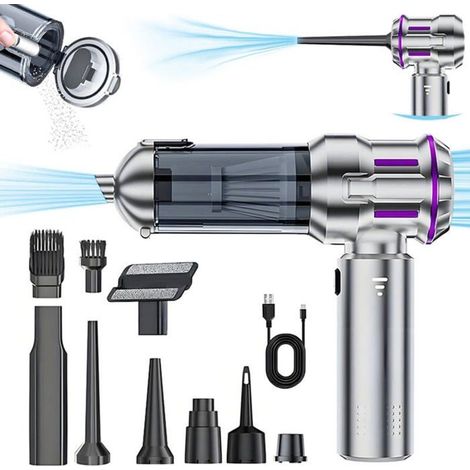Aspirateur de voiture 3-en-1 puissant 25000 Pa, mini sans fil avec moteur sans balais, 3 niveaux réglables. Performance optimale.