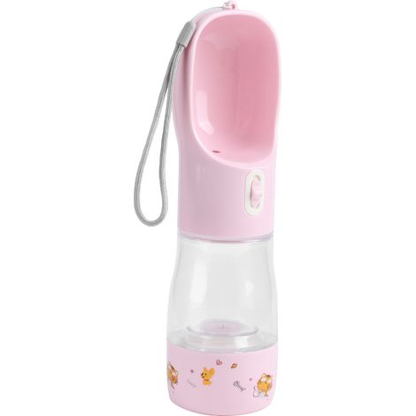 Bouteille d'eau portable pour animaux de compagnie, gobelet de voyage, distributeur d'eau pour chiens et chats, rose (1/5)