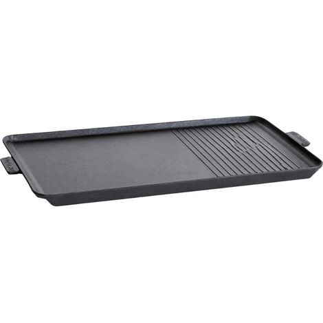 Plaque Plancha Grill 53 x 28 cm pour Réchaud Gaz 2 Feux Surface Lisse et Rainurée Plaque Cuisson Aluminium ALPEN CAMPING (1/5)