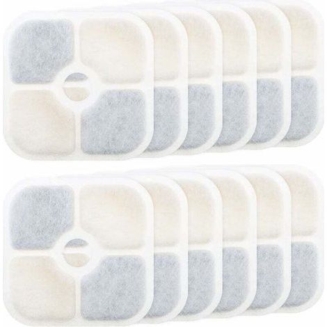 12pcs Pet Fountain Filters Replacement Compatible with Catit PIXI 43717 Cat Water Fountain Water Dispenser Filters Accessories, 8.4x8.4cm (1/5)