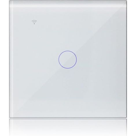Interrupteur WIFI Connecté Compatible avec Alexa, Mural Interrupteur Tactile 1 Gang 1 Voies Blanc Panneau en Verre Trempé Tuya/Smart Life APP (1/5)