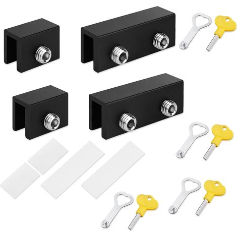 (4 Pièces) Serrure Fenetre Coulissante, Réglable Bloque Porte Coulissante avec Clé, Limiteur de Fenêtre Serrures pour Fenêtres Coulissantes (1/5)