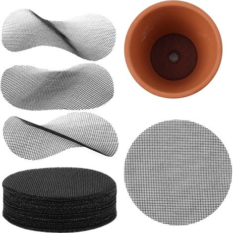 50pcs Grille Drainage Pot de Fleur, Diamètre 10cm Grille Drainage Bonsaï Accessoires Pots de Jardin Durables et Réutilisables pour Éviter Les Fuites Terre (Rond) (1/5)