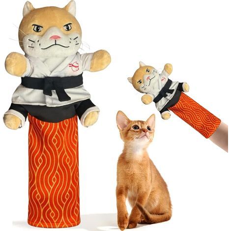 Ki-tty Cat Wrestling Glove with Arm Sleeve, Ka-rate Ki-tty Puppy Wrestling Toy, Cat Wrestling Toy with Movable Legs and Catnip Pouch (1/5)