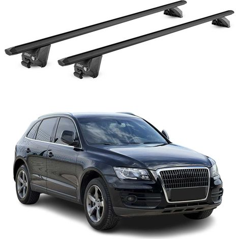 OMAC Barres de toit aluminium certifiées TÜV pour Audi Q5 8R FY Sportback 2008-2025 – Pour rails de toit intégrés – Rainure en T – Charge max 100 kg – 2 antivols Noir (1/4)
