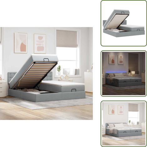 Coprimaterasso lavabile - vidaXL Struttura Letto Pouf con Materassi 160x200 cm in Tessuto - Luci a LED