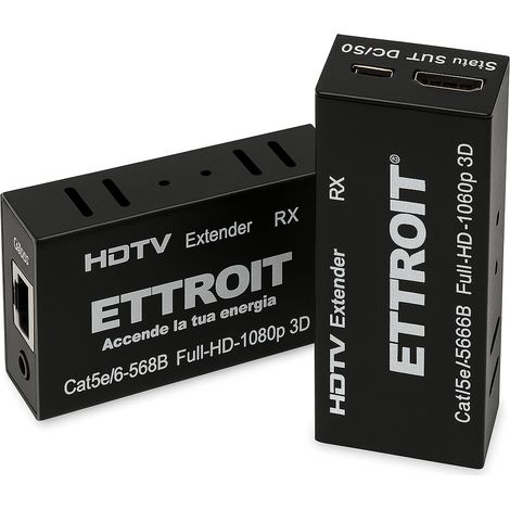 Extension HDMI ETTROIT 60MT utp Full HD 1080P 3D Kit TX-RX sur câble LAN RJ45 Loop-Out (1/5)