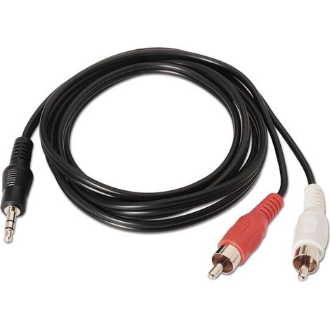 NanoCable 10.24.0301 - Cavo audio stereo a 2 RCA, JACK 3.5/M-2xRCA/M, maschio-maschio, nero, 1,5m