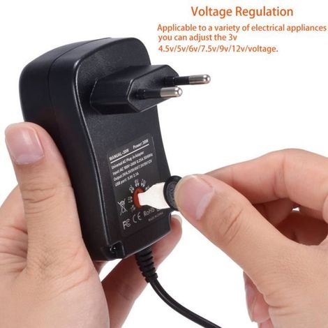 Adattatore di alimentazione universale da 30 W, convertitore di tensione multi-tensione 3V/4.5V/5V/6V/7.5V/9V/12V - UE (1/3)