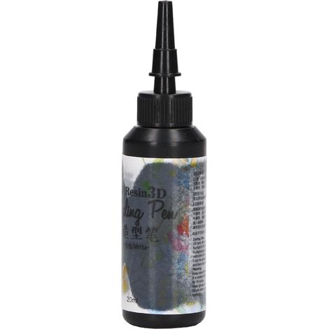 Stylo de stylisme en résine UV 20 ml, séchage rapide, liner 3D en résine UV, forme unique, pour le traçage et le dessin de contours. Blanc. (1/5)