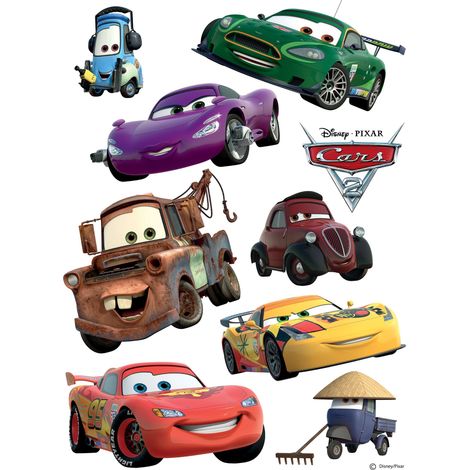 sticker mural Cars rouge, jaune et vert  - Disney (1/2)