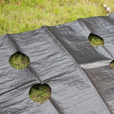 Toile de paillage avec trous de plantation de 7,5 cm, tapis anti-mauvaises herbes pour jardin, 1 x 3,6 m (1/5)