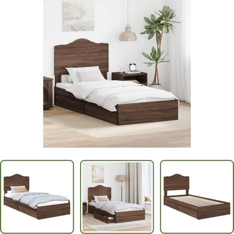 Holzschrankbett - Aufbewahrungsbett Braun Eichen-Optik 75 x 190 cm Holzwerkstoff (1/5)
