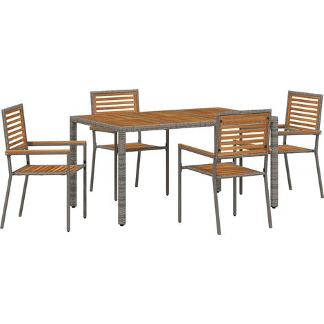 Conjunto de Comedor de Jardín 5 pcs Gris y marrón vidaXL (1/5)