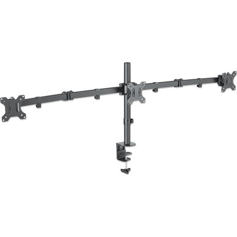 Supporto da Scrivania Manhattan per 3 Monitor 13-27'' con Morsetto, Supporto da Tavolo per TV a Schermo Piatto 68,6 cm (27''), Nero (1/5)