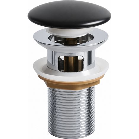 Válvula de Lavabo 42 mm Clic-Clac con Rebosadero de Acero Inoxidable Negro (1/5)