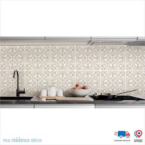 Crédence : Carrelage classique 4 - Couleur Blanc perle - Alu composite - 60 - 120 (1/3)