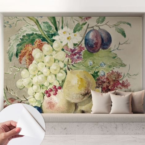 Carta da parati adesiva - fotomurale - facile da applicare - per la soggiorno - camera da letto - Fiori e frutti 208x146 cm (1/5)