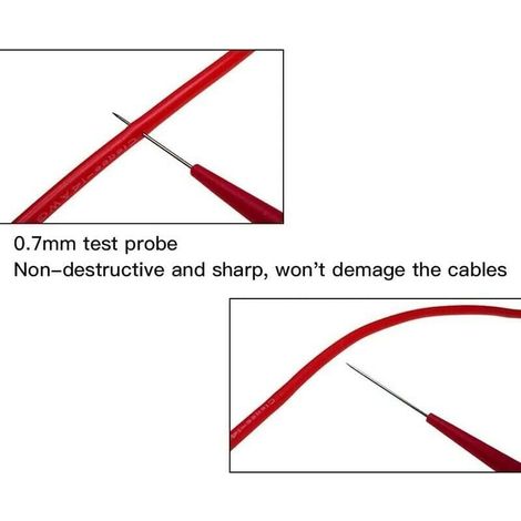 Sonde per multimetro, punte in acciaio inossidabile 0,7x20mm, perforatore isolante, nero e rosso, ideale per elettricisti e laboratori. (1/3)