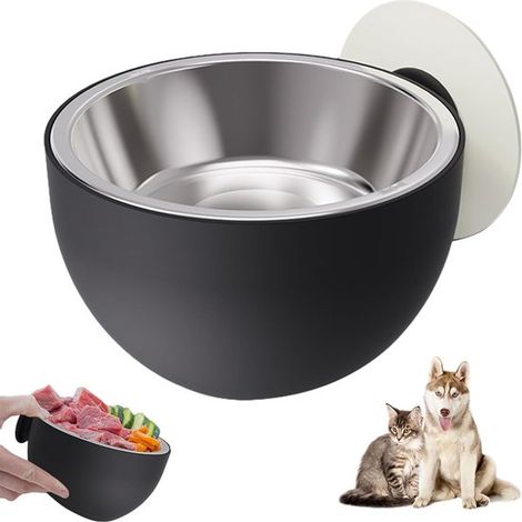 Magnetische Futternäpfe für Hunde, hängend, aus Edelstahl, auslaufsicher, zur Wandmontage, robust und langlebig. (1/5)