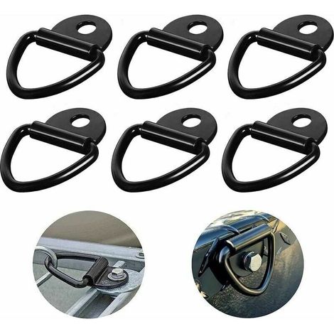 YMYNY 6 Stück D-Ring-Montage-Zurrösen 85 x 63 mm, schwarze Zurrösen aus Kohlenstoffstahl für Anhänger, Montagering mit 550 kg Tragkraft zur Ladungssicherung (1/4)
