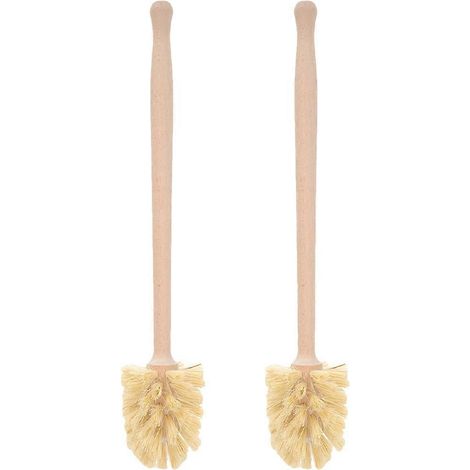 Lot de 2 brosses de toilette ménagères efficaces, portables et à long manche.-35.00X6.50X6.50CM-Khaki
