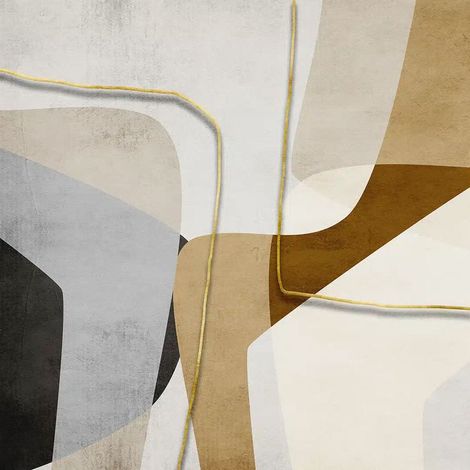papier peint panoramique motif graphique or, beige et gris  - Sanders & Sanders (1/5)