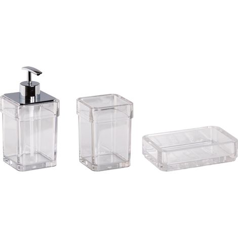 Ensemble d'accessoires de salle de bain transparents