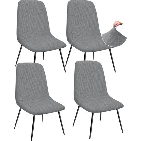 Housses de chaise jacquard extensibles gris clair lot de 4 (1/5)