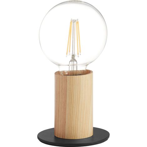 Lámpara de sobremesa KOPA negro mate/madera (1/2)