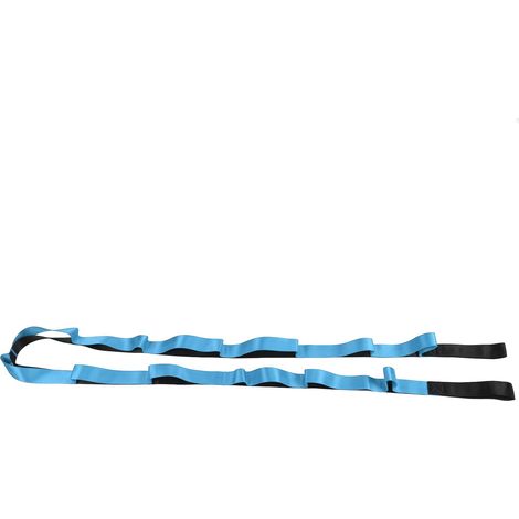 Sangle d'étirement de yoga à 12 boucles en nylon non élastique pour yoga, pilates et gymnastique (bleu) (1/5)