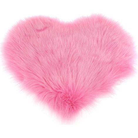 Weißer, flauschiger, herzförmiger Sofakissenbezug aus wollähnlichem Plüsch-Pink (1/5)