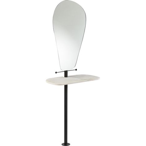 Miroir Avec Plateau en Marbre "Vivid" 185cm Blanc & Noir (1/5)