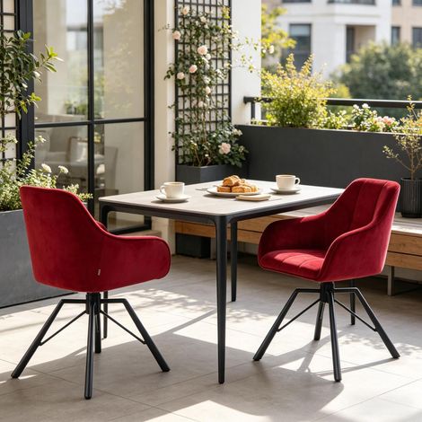 Sedie girevoli imbottite in velluto bordeaux OKMYHOME (1/5)