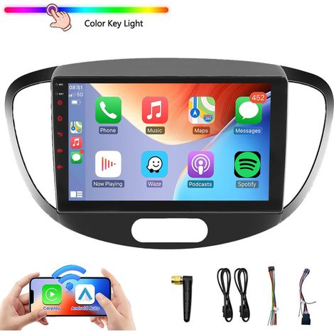 Autoradio Apple CarPlay Bluetooth RDS pour Hyundai i10 PA (2007-2013) (1/5)