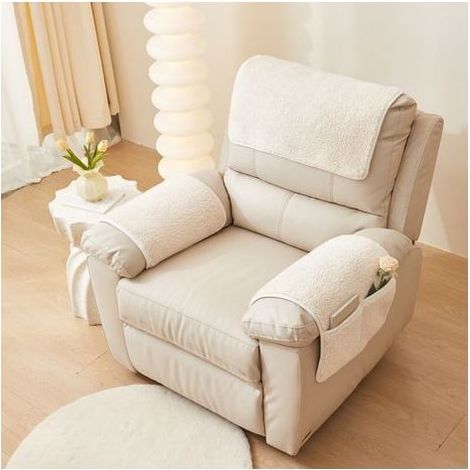 Housse d'accoudoir, protection pour fauteuil inclinable, pochette de rangement latérale, housse extensible pour accoudoir de fauteuil inclinable, fauteuil, canapé (beige, 1 place (3 pièces)) (1/4)