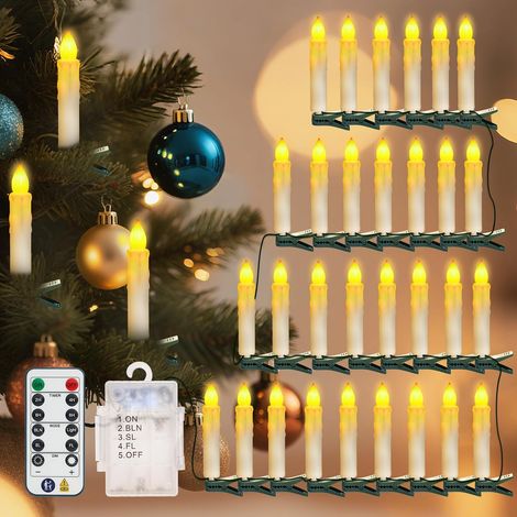 Guirlande lumineuse pour sapin de Noël avec minuterie à distance, 9,1 m, 30 LED (1/5)