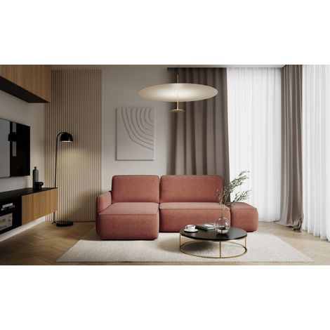 Ecksofa mit Schlaffunktion Sofa LUKA in Stoff Cremona Kupferbraun Ottomane Links (1/4)