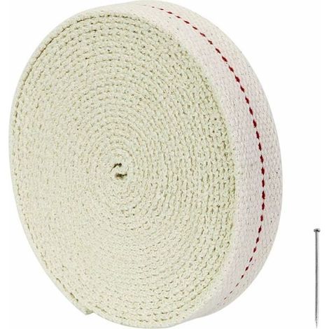 Stoppino (bianco), stoppino piatto in cotone da 500 cm, stoppino di ricambio, larghezza 2 cm, adatto per lampade a olio (1/5)