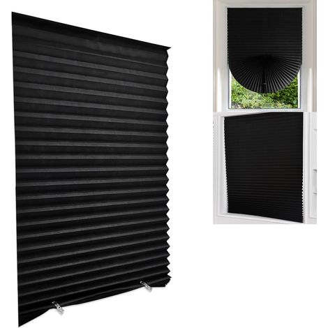 Rideau Plissé Occultant - Tissu Non Tissé Enduit - Fixation Adhésive Sans Perçage - Découpe Possible - 60 x 150 cm - 1 Pièce (1/5)