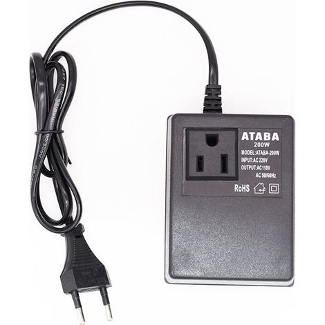 Transformateur 200W 220V vers 110V, convertisseur voyage, fiche UE, pour appareils étrangers en Europe (1/4)