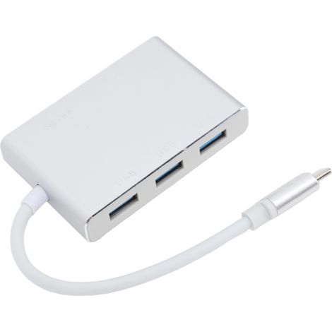 Hub USB-C portable 5 en 1, adaptateur multiport USB-C vers USB avec interface multimédia HD USB 3.0 VGA pour téléphone, ordinateur et ordinateur portable (argenté) (1/5)