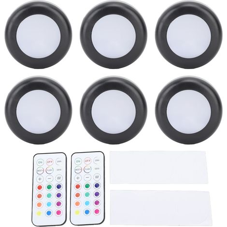 Ortviai Appliques LED sans fil pour meubles bas – 6 spots, télécommande RGB, gradation et minuterie, piles AAA (1/5)
