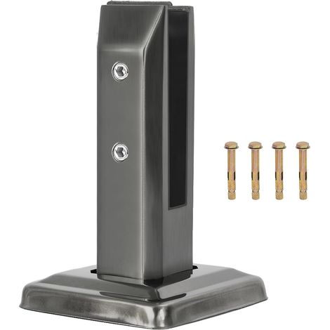 Pince à verre debout - grande pince à verre en acier inoxydable 304 - Noir - Support pour escaliers, support pour verre, clôture, piscine, verre pour mains courantes, balcon, rampe (1/5)