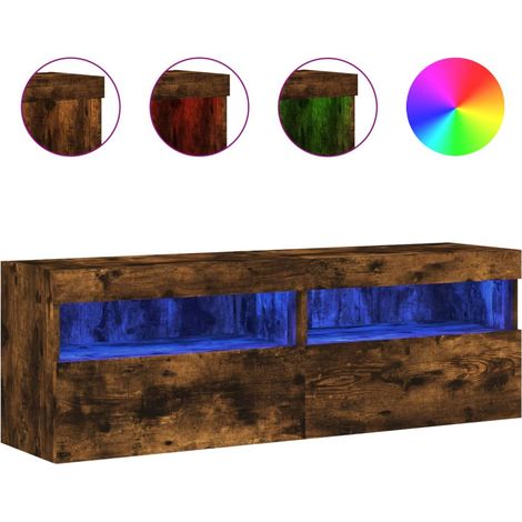 Maison Exclusive - TV-Wandschränke mit LED-Leuchten 2 Stk. Räuche (1/5)