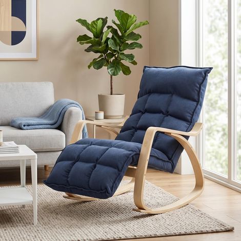 Fauteuil à bascule, fauteuil à bascule avec dossier haut, bleu foncé (1/5)