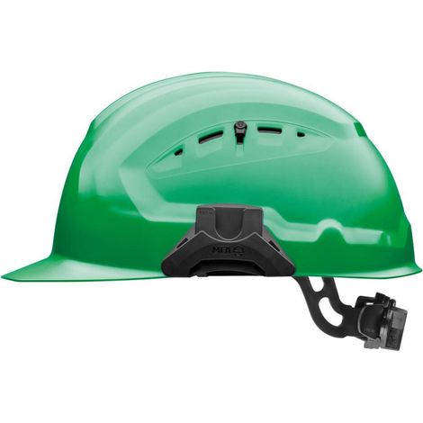 Casco de seguridad de protección cruzada con cerradura giratoria verde