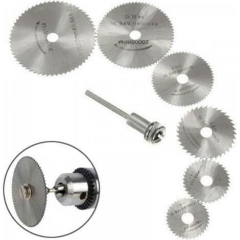 Nouveau 7pc HSS lames de scie outil rotatif, Circulaire en bois de coupe lame de scie Disques pour Dremel Outil rotatif Mandrin avec tige d'extension 1/8"(3.175mm) (1/5)