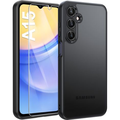 Custodia per Samsung Galaxy A15, Fusion, trasparente/nera + vetro 9H (1/5)