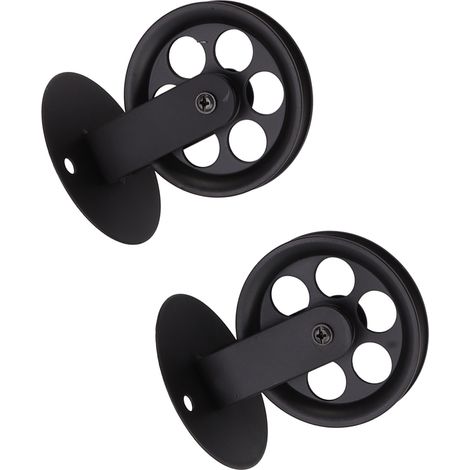Roues de poulie industrielles noires, 2 pièces, pour lampe suspendue de grange à brancher, montage mural Vintage au plafond, poulies de remorquage de levage, noires (1/5)